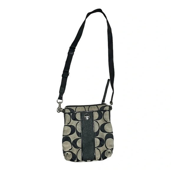 Coach Gray/Black Signature Canvas Crossbody Bag - Picture 1 of 11